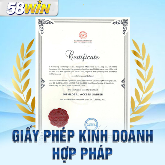 giấy phép kinh doanh 58win